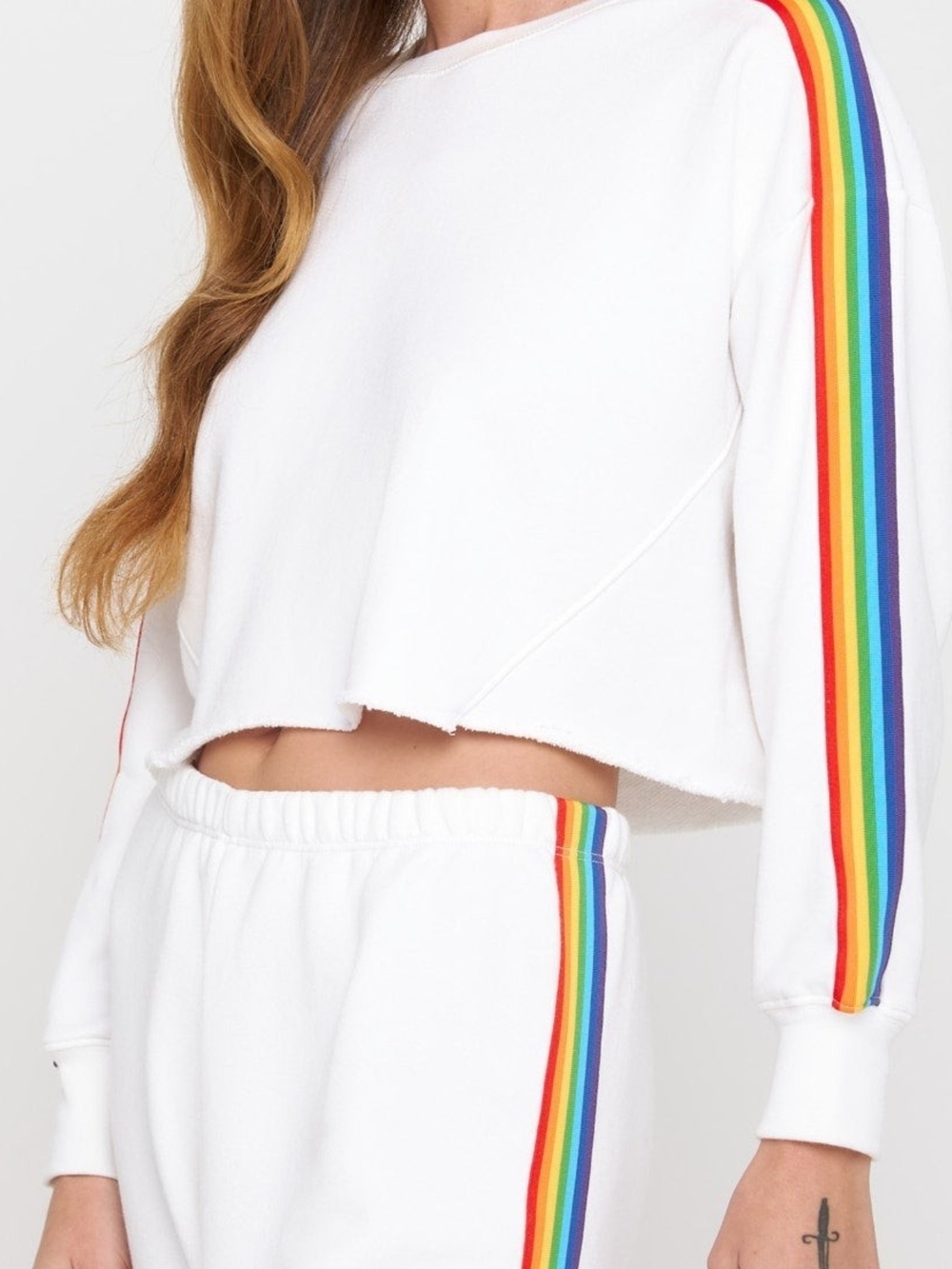 Spiritual Gangster White Rainbow Set - Medium Top (worn once) & Large Pants NWT